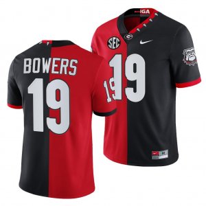 Georgia Bulldogs Brock Bowers Men's #19 Black Red Split Edition Mascot 2021-22 100th Anniversary Football NCAA Jersey 2406VSQN7