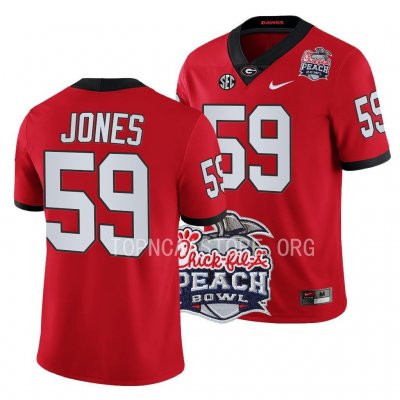 Georgia Bulldogs Broderick Jones Men's #59 Red 2022 Peach Bowl Playoff Football NCAA Jersey 2406RTBU3