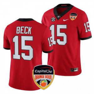 Georgia Bulldogs Carson Beck Men's #15 Red 2023 Orange Bowl Playoff Football NCAA Jersey 2406ENOY2