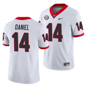 Georgia Bulldogs D.J. Daniel Men's #14 Away White Game Football NCAA Jersey 2406IOXJ1