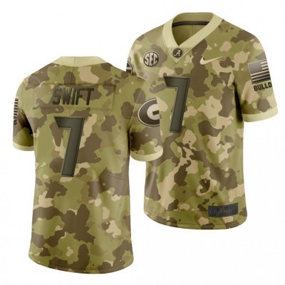 Georgia Bulldogs D'Andre Swift Men's #7 2019 Desert Camo Salute to Service Football NCAA Jersey 2406DLCR0