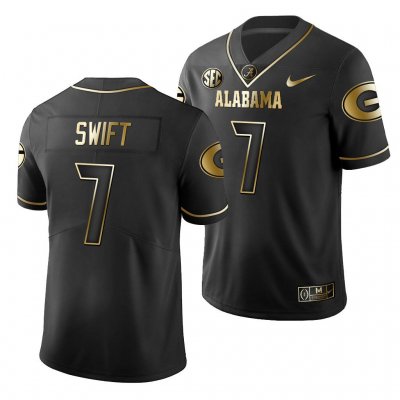 Georgia Bulldogs D'Andre Swift Men's #7 Black Golden Edition 2019 Limited Football NCAA Jersey 2406RELW6