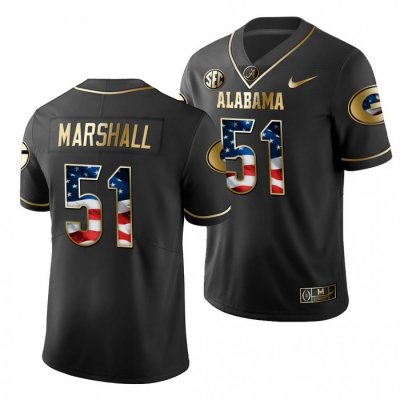 Georgia Bulldogs David Marshall Men's #51 Stars And Stripes 2019 Limited Black Golden Edition Football NCAA Jersey 2406DOJR3