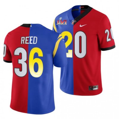 Georgia Bulldogs J.R. Reed Men's #20 LVI X LA Rams Super Bowl Royal Red Dual Teams Split Football NCAA Jersey 2406BHGO1