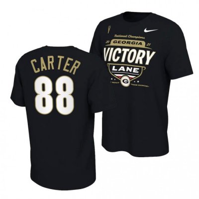 Georgia Bulldogs Jalen Carter Men's #88 CFP 2021 Locker Room National Champions Black Football NCAA T-Shirt 2406UVTH1