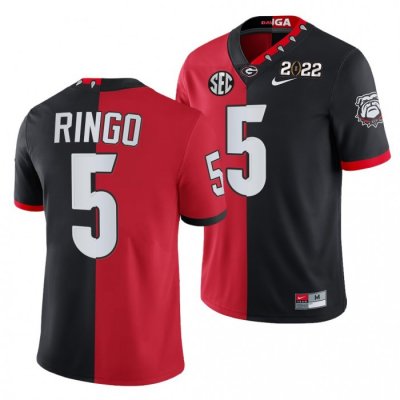 Georgia Bulldogs Kelee Ringo Men's #5 CFP 2021 Red National Champions Black Split Edition Football NCAA Jersey 2406DKCT3