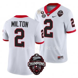 Georgia Bulldogs Kendall Milton Men's #2 National Champions Back-To-Back CFBPlayoff 2023 White Football NCAA Jersey 2406WSCR0