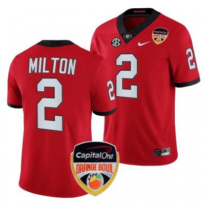 Georgia Bulldogs Kendall Milton Men's #2 Red 2023 Orange Bowl Playoff Football NCAA Jersey 2406XIEX3