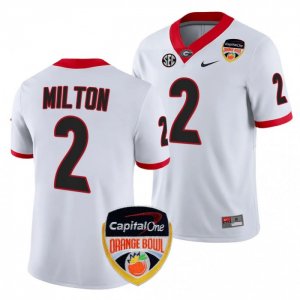 Georgia Bulldogs Kendall Milton Men's #2 White 2023 Orange Bowl Playoff Shirt Football NCAA Jersey 2406XWLL0