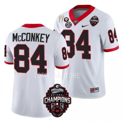 Georgia Bulldogs Ladd McConkey Men's #84 National Champions Back-To-Back CFBPlayoff 2023 White Football NCAA Jersey 2406JHTU8