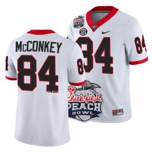 Georgia Bulldogs Ladd McConkey Men's #84 White 2022 Peach Bowl Playoff Football NCAA Jersey 2406MERS3