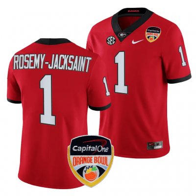 Georgia Bulldogs Marcus Rosemy-Jacksaint Men's #1 Red 2023 Orange Bowl Playoff Football NCAA Jersey 2406BIGF7