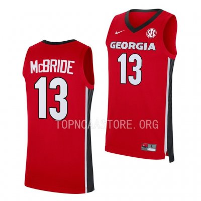 Georgia Bulldogs Mardrez McBride Men's #13 Replica Red Away 2022-23 Basketball NCAA Jersey 2406JGEC3