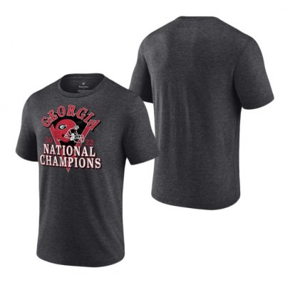 Georgia Bulldogs Men's Playoff Fanatics Branded Retro Tri-Blend 2022 National Champions Heather Charcoal Football NCAA T-Shirt 2406HMDF8