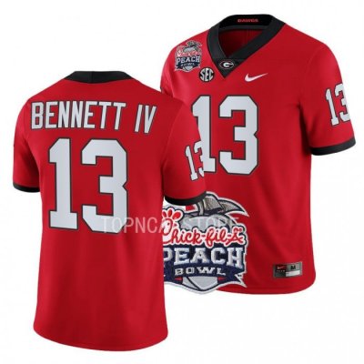 Georgia Bulldogs Stetson Bennett Men's #13 Red 2022 Peach Bowl Playoff Football NCAA Jersey 2406IJQA5