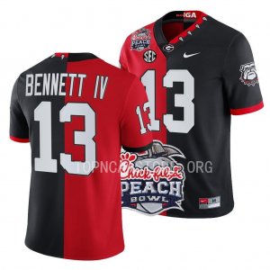 Georgia Bulldogs Stetson Bennett Men's #13 Split 2022 Peach Bowl Black Red Football NCAA Jersey 2406TQIH1