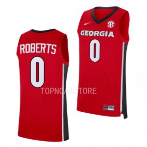 Georgia Bulldogs Terry Roberts Men's #0 Replica Red Away 2022-23 Basketball NCAA Jersey 2406XIFN5