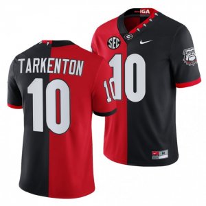 Georgia Bulldogs Thomas Davis Men's #10 100th Season Split Edition Alumni NFL Black Red Football NCAA Jersey 2406RRSF0