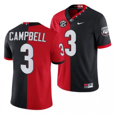 Georgia Bulldogs Tyson Campbell Men's #3 100th Season Split Edition Alumni NFL Black Red Football NCAA Jersey 2406RTPH1