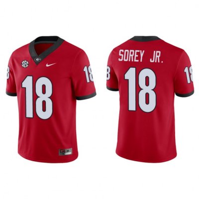 Georgia Bulldogs Xavian Sorey Jr. Men's #18 Red Game Football NCAA Jersey 2406VJDG8