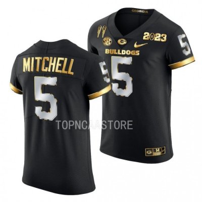 Georgia Bulldogs Adonai Mitchell Men's #5 Black 2X CFBPlayoff National Champions Limited Golden Football NCAA Jersey 2406WYVQ0