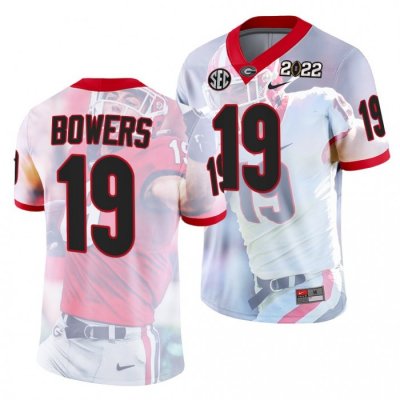 Georgia Bulldogs Brock Bowers Men's #19 hip 2022 National Champions Decisive Highlights White Football NCAA Jersey 2406GKGV6