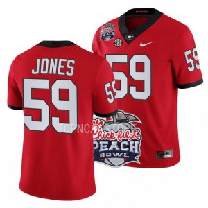 Georgia Bulldogs Broderick Jones Men's #59 Red 2022 Peach Bowl Playoff Football NCAA Jersey 2406BIKO1