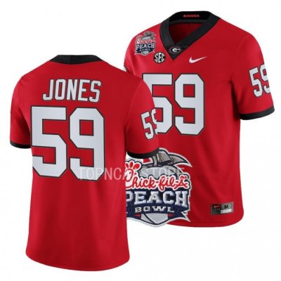 Georgia Bulldogs Broderick Jones Men's #59 Red 2022 Peach Bowl Playoff Football NCAA Jersey 2406BIKO1