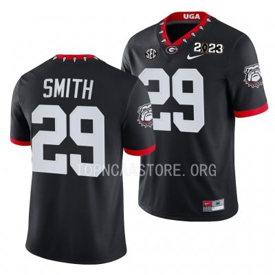 Georgia Bulldogs Christopher Smith Men's #29 Black 2023 National Championship Playoff Football NCAA Jersey 2406ZYPI5