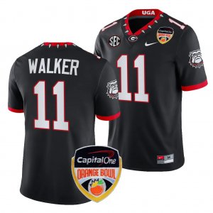 Georgia Bulldogs Jalon Walker Men's #11 Black 2023 Orange Bowl Playoff Football NCAA Jersey 2406RYHS4