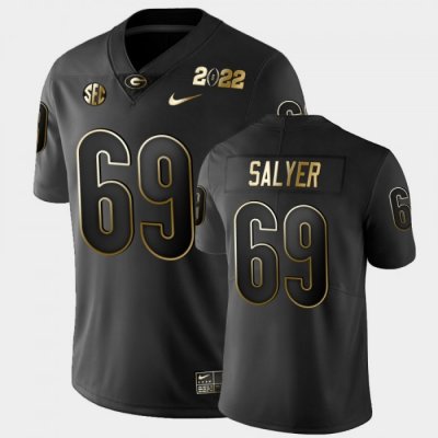 Georgia Bulldogs Jamaree Salyer Men's #69 Golden Black 2021 National Champions Football NCAA Jersey 2406ZUFI5