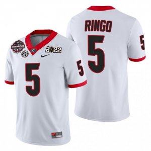 Georgia Bulldogs Kelee Ringo Men's #5 CFP 2021-22 White National Champions Football NCAA Jersey 2406UYUP2