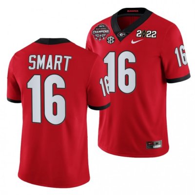 Georgia Bulldogs Kirby Smart Men's #16 CFP 2021 Honor Coah National Champions Red Football NCAA Jersey 2406WKUY3