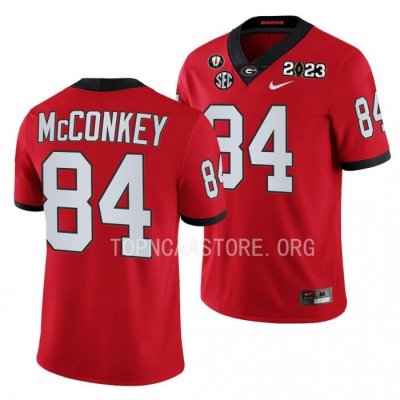 Georgia Bulldogs Ladd McConkey Men's #84 Red 2023 National Championship Playoff Football NCAA Jersey 2406QTQU1