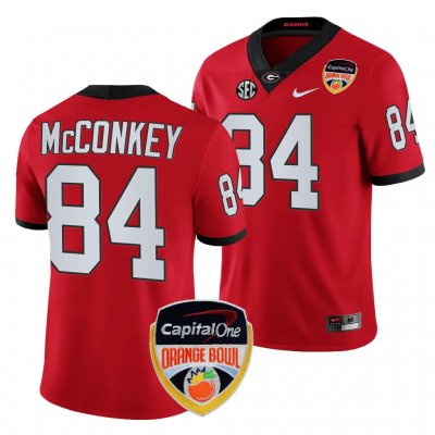 Georgia Bulldogs Ladd McConkey Men's #84 Red 2023 Orange Bowl Playoff Football NCAA Jersey 2406MOSS4