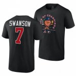 Georgia Bulldogs Men's Dansby Swanson 2021 State of Champions 7 Black Peach x Atlanta Braves Football NCAA T-Shirt 2406YFGI8