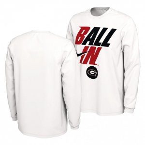 Georgia Bulldogs Men's March Madness 2022 White Long Sleeve Football NCAA T-Shirt 2406KNET1