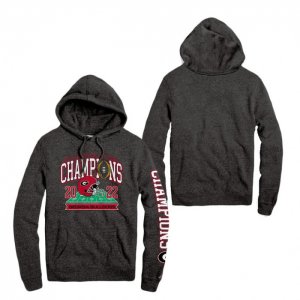 Georgia Bulldogs Men's Playoff League Collegiate Wear Two-Hit Tri-Blend Pullover 2022 National Champions Heather Charcoal Football NCAA Hoodie 2406KFFA4