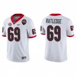 Georgia Bulldogs Tate Ratledge Men's #69 2022 National Champions Playoff White Game Football NCAA Jersey 2406FNTQ8