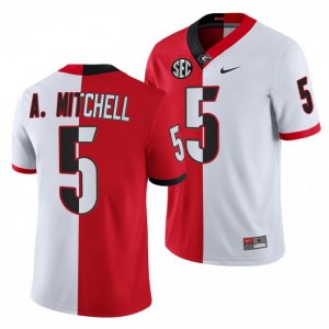 Georgia Bulldogs Adonai Mitchell Men's #5 Red Split Edition White Football NCAA Jersey 2406DQII3