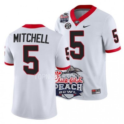 Georgia Bulldogs Adonai Mitchell Men's #5 White 2022 Peach Bowl Playoff Football NCAA Jersey 2406PYHE2