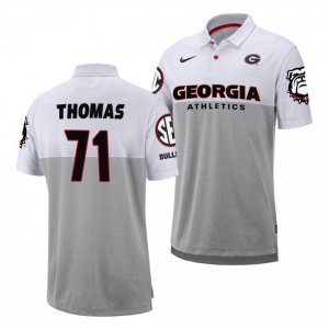 Georgia Bulldogs Andrew Thomas Men's #71 Coaches White Football NCAA Polo 2406VUIZ8