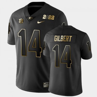 Georgia Bulldogs Arik Gilbert Men's #14 Golden Black 2021 National Champions Football NCAA Jersey 2406ORKT7