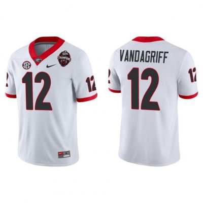 Georgia Bulldogs Brock Vandagriff Men's #12 2022 National Champions Playoff White Game Football NCAA Jersey 2406JMKW8