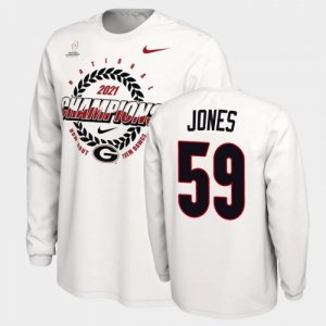 Georgia Bulldogs Broderick Jones Men's #59 White 2021 National Champions Football NCAA T-Shirt 2406MLVT6