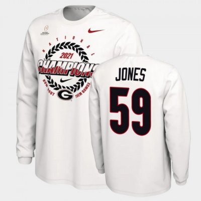 Georgia Bulldogs Broderick Jones Men's #59 White 2021 National Champions Football NCAA T-Shirt 2406MLVT6