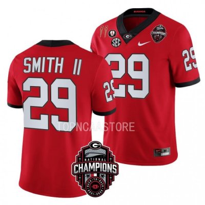 Georgia Bulldogs Christopher Smith Men's #29 National Champions Back-To-Back CFBPlayoff 2023 Red Football NCAA Jersey 2406HLSF6