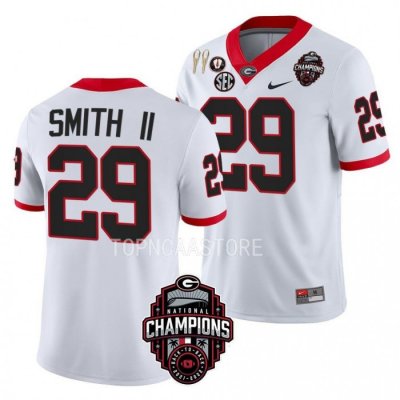 Georgia Bulldogs Christopher Smith Men's #29 National Champions Back-To-Back CFBPlayoff 2023 White Football NCAA Jersey 2406LSTX8