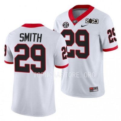 Georgia Bulldogs Christopher Smith Men's #29 White 2023 National Championship Playoff Football NCAA Jersey 2406CGGV1