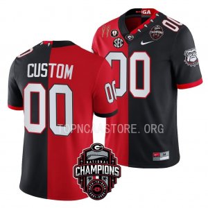 Georgia Bulldogs Custom Men's #00 2X National Champions Back-To-Back Black Split Red Football NCAA Jersey 2406DLYL3